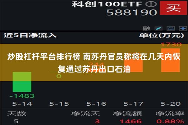 炒股杠杆平台排行榜 南苏丹官员称将在几天内恢复通过苏丹出口石油